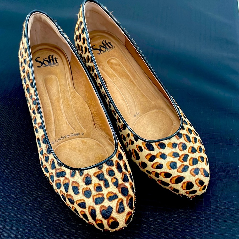 Sofft “Belicia” Brown, Black & Light Tan Light Tan, Faux Fur, Size 9, Low Pumps